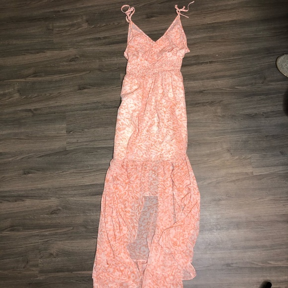 Pink Maxi Dress Hi-Low Ruffles Size Small - Picture 1 of 5